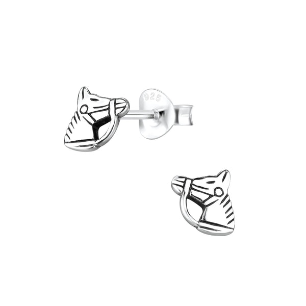 Horse With Reins Sterling Silver Stud Earrings