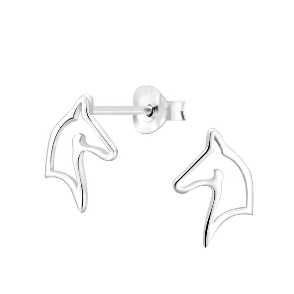 Horse Silhouette Sterling Silver Earrings