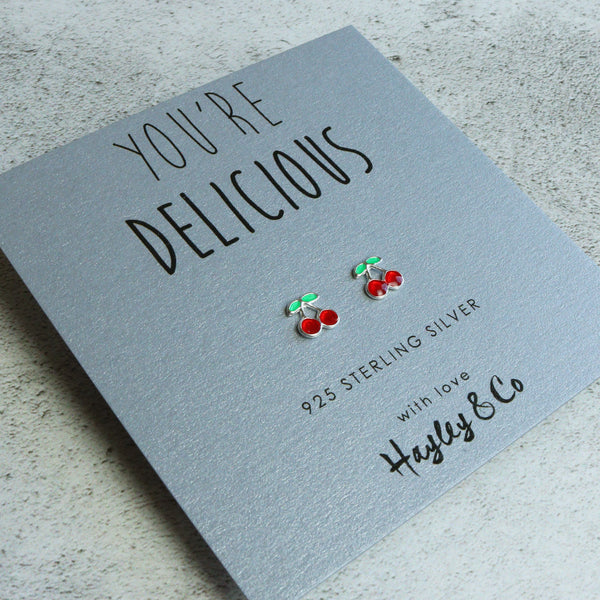 Cherry Sterling Silver Earrings