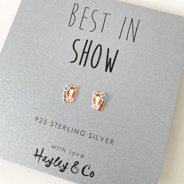 Girls Horse Head Sterling Silver Stud Earrings