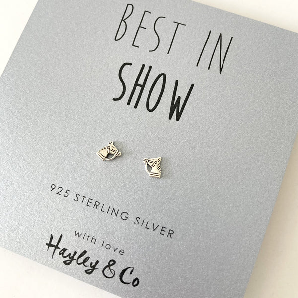 Horse With Reins Sterling Silver Stud Earrings