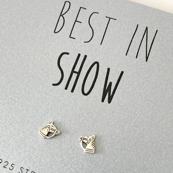 Horse With Reins Sterling Silver Stud Earrings