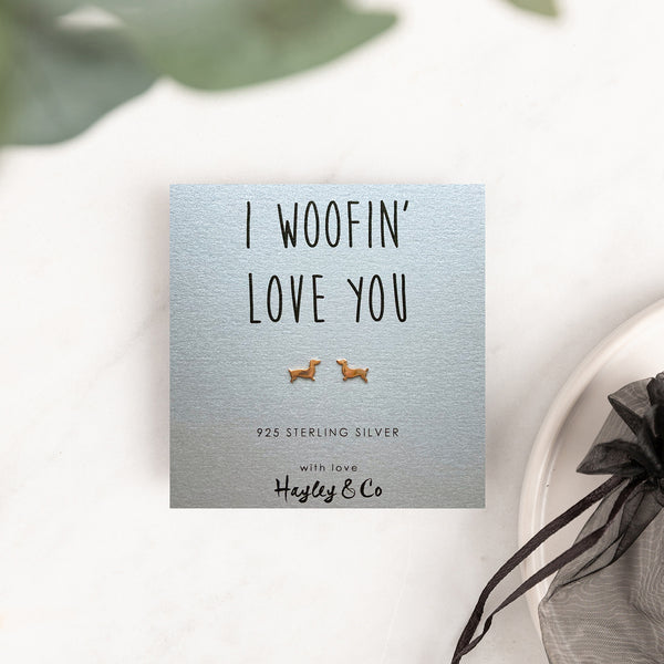 Sausage Dog Rose Gold Earrings