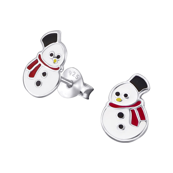 Snowman Sterling Silver Christmas Earrings