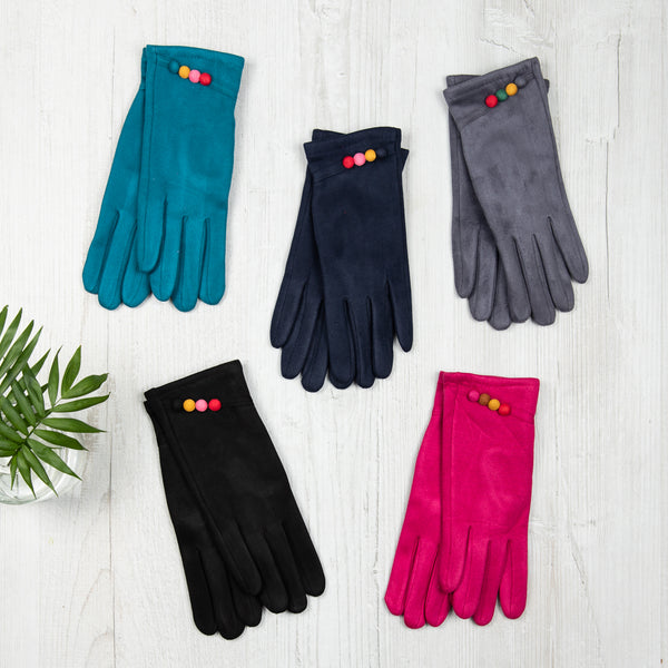 Colourful Faux Suede Gloves - Touchscreen compatible