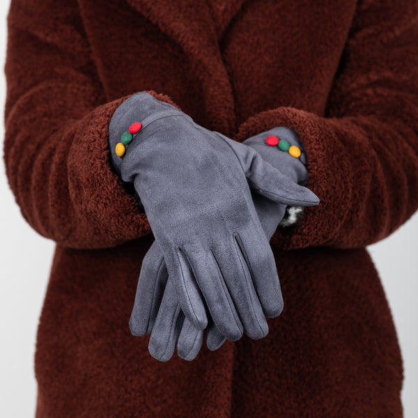 Colourful Faux Suede Gloves - Touchscreen compatible