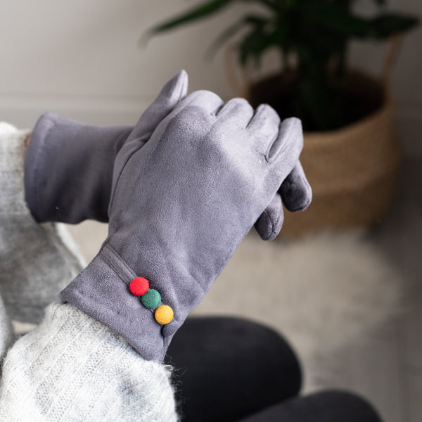 Colourful Faux Suede Gloves - Touchscreen compatible