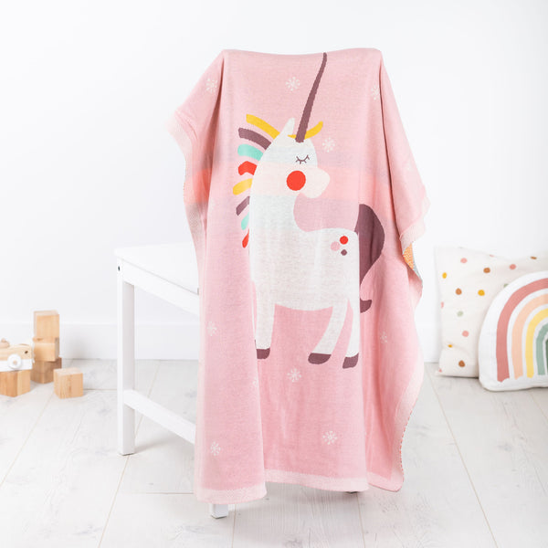 Unicorn Cotton Knit Baby Blanket
