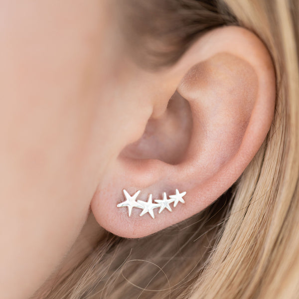 Star Ear Climber Sterling Silver Ear Studs