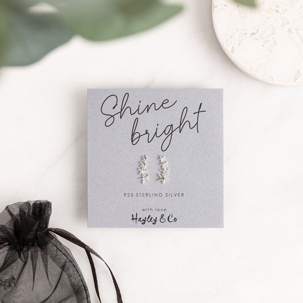 Star Ear Climber Sterling Silver Ear Studs