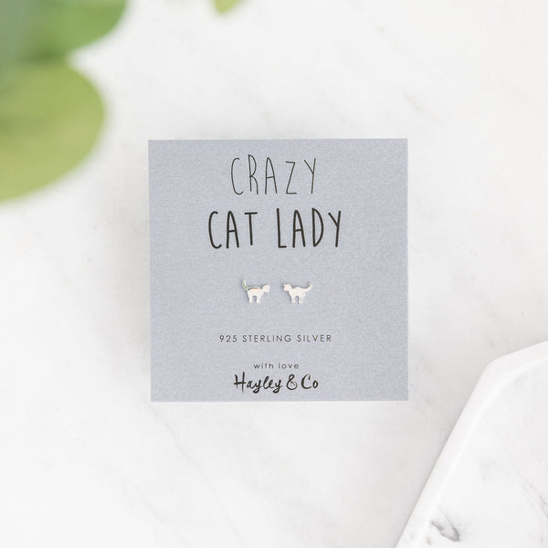 Crazy Cat Lady Sterling Silver Earrings