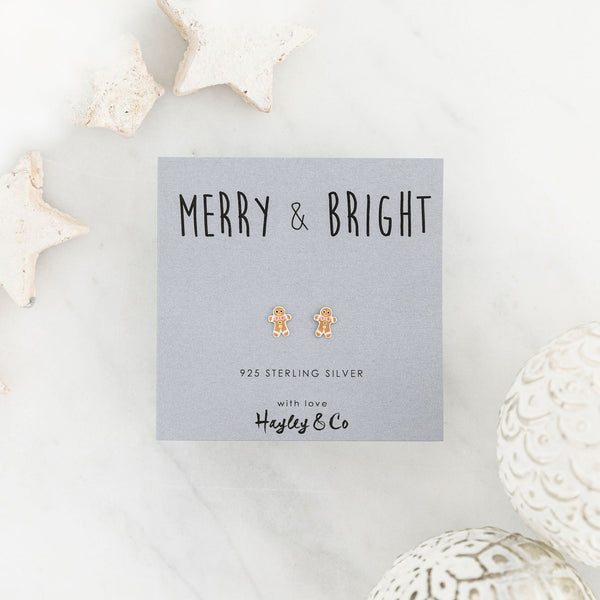 Gingerbread Man Sterling Silver Earrings