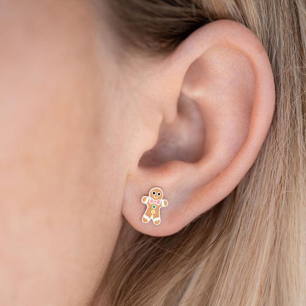 Gingerbread Man Sterling Silver Earrings