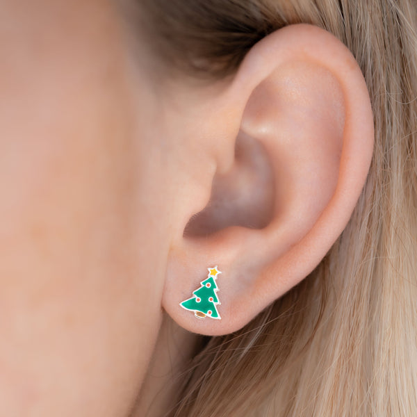 Christmas Tree Sterling Silver Earrings