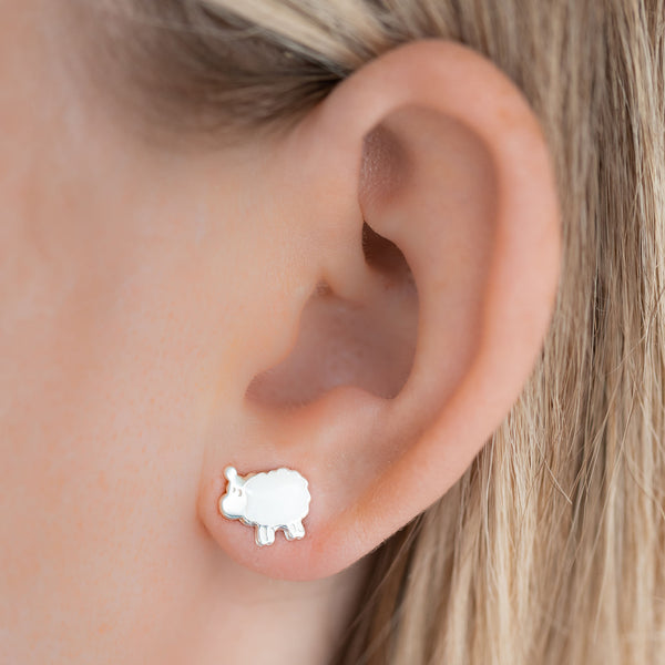 Sterling Silver Earrings - 'I love Ewe' Sheep Earrings