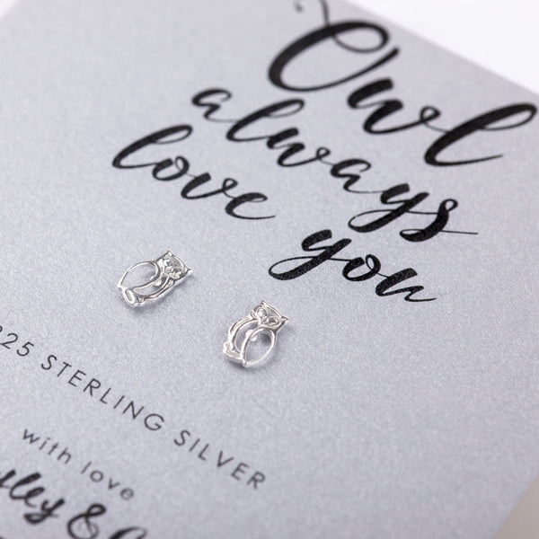 Little Owl Sterling Silver Earrings