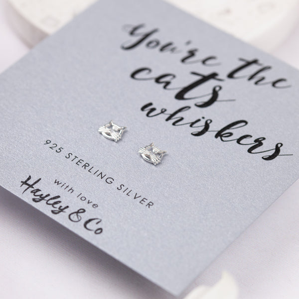 cat silver earrings