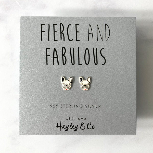 Bulldog Sterling Silver Earrings