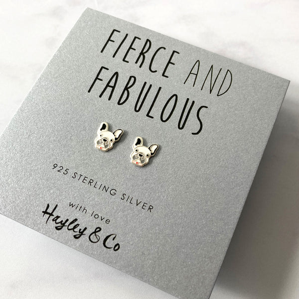 Bulldog Sterling Silver Earrings