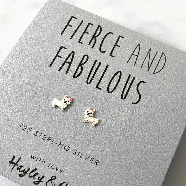 Corgi Dog Sterling Silver Earrings