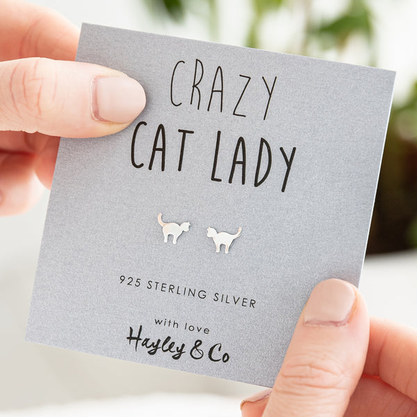 Crazy Cat Lady Sterling Silver Earrings