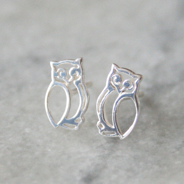Little Owl Sterling Silver Earrings