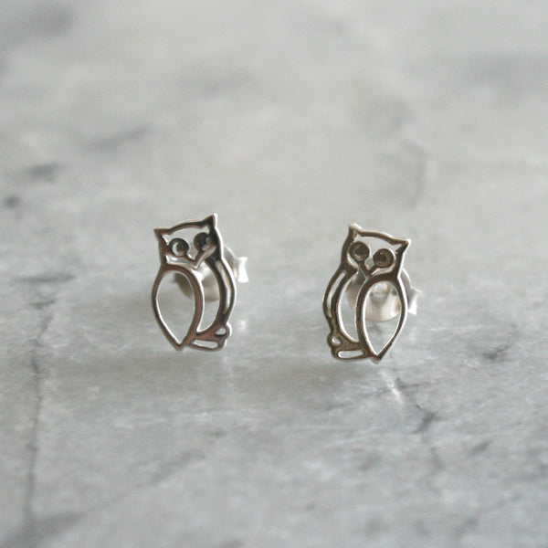 Little Owl Sterling Silver Earrings