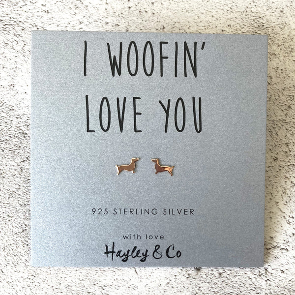 Sausage Dog Rose Gold Earrings