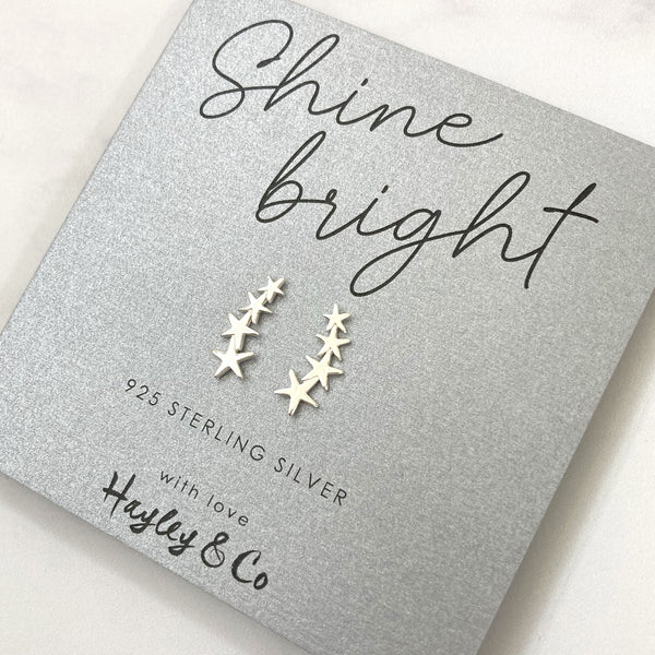 Star Ear Climber Sterling Silver Ear Studs