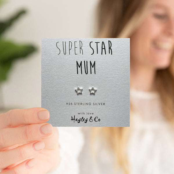Super Star Mum Sterling Silver Earrings