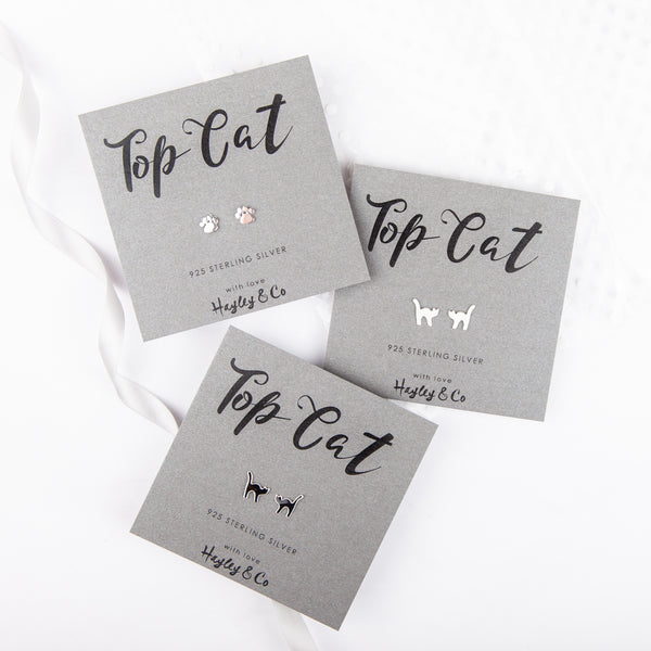 Top Cat Sterling Silver Enamel Earrings