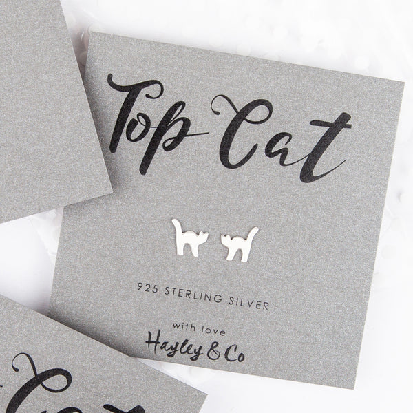 Top Cat Sterling Silver Enamel Earrings