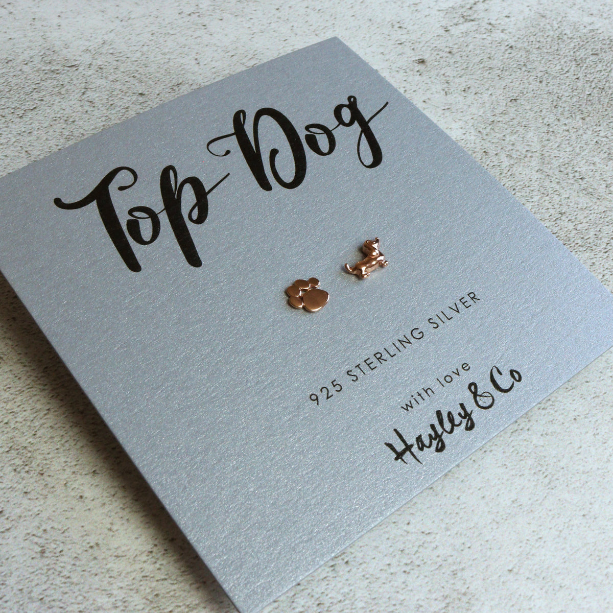 Rose gold dog paw earrings shop
