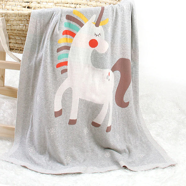 Unicorn Cotton Knit Baby Blanket