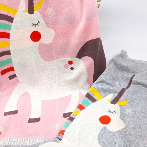 Unicorn Cotton Knit Baby Blanket