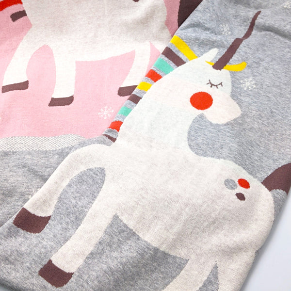 Unicorn Cotton Knit Baby Blanket