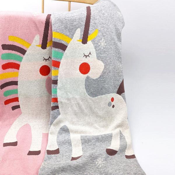 Unicorn Cotton Knit Baby Blanket