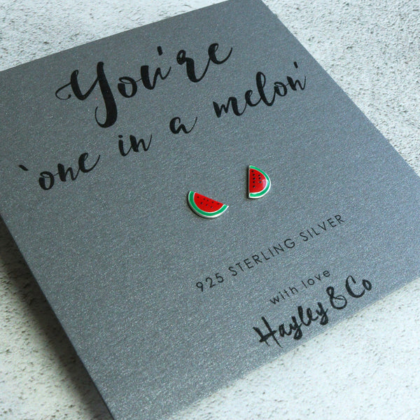 watermelon silver earrings