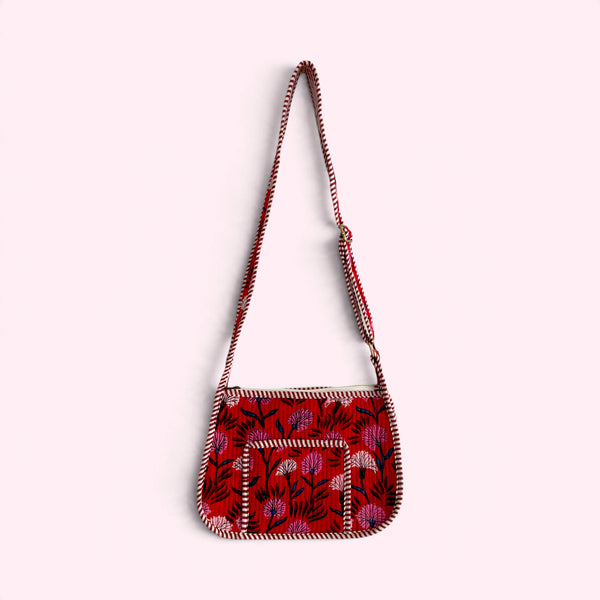 Cross Body Side Mini Bag - Red Floral