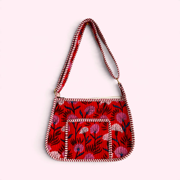 Cross Body Side Mini Bag - Red Floral