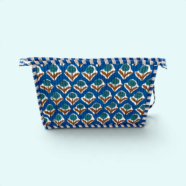 Set of Three Travel Washbags - Blue and Turquoise Floral
