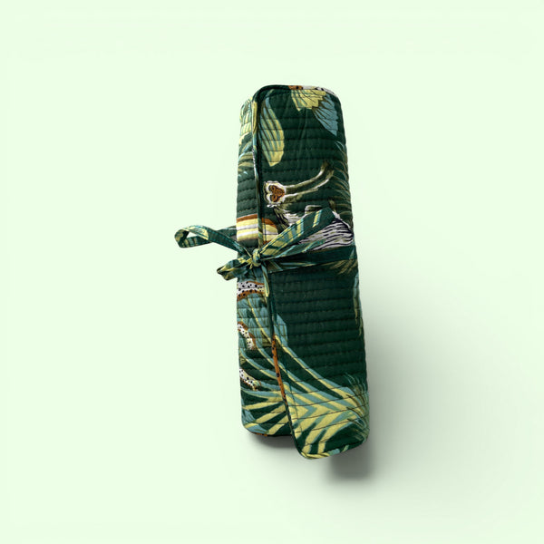 Cotton Jewellery Roll - Wild Animal Print in Green