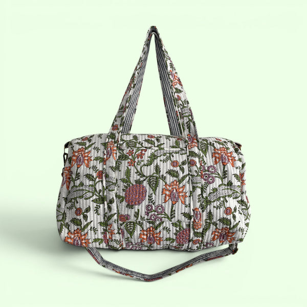 Large Weekend Duffle Bag | Garden Floral Block Print