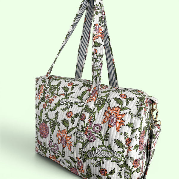 Large Weekend Duffle Bag | Garden Floral Block Print