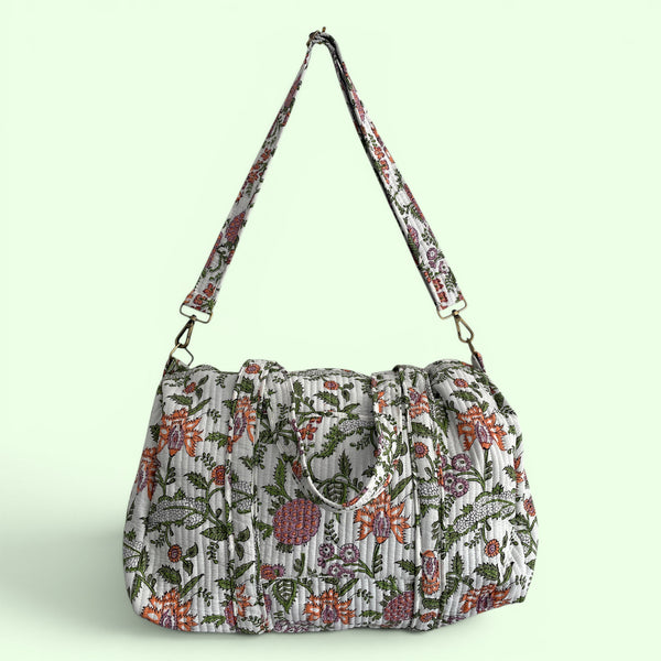 Large Weekend Duffle Bag | Garden Floral Block Print