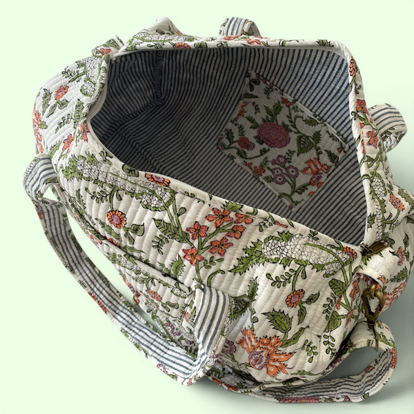 Large Weekend Duffle Bag | Garden Floral Block Print