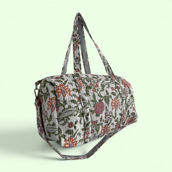 Large Weekend Duffle Bag | Garden Floral Block Print