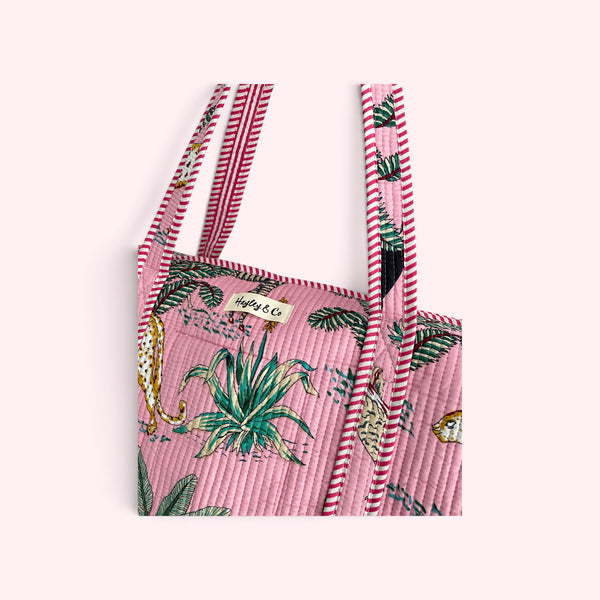 Jungle Print Weekend Duffle Print Bag in Pink
