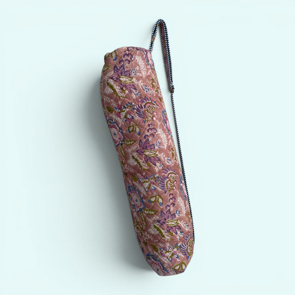 Yoga Mat Bag | Brown, Blue and Lilac Floral Print