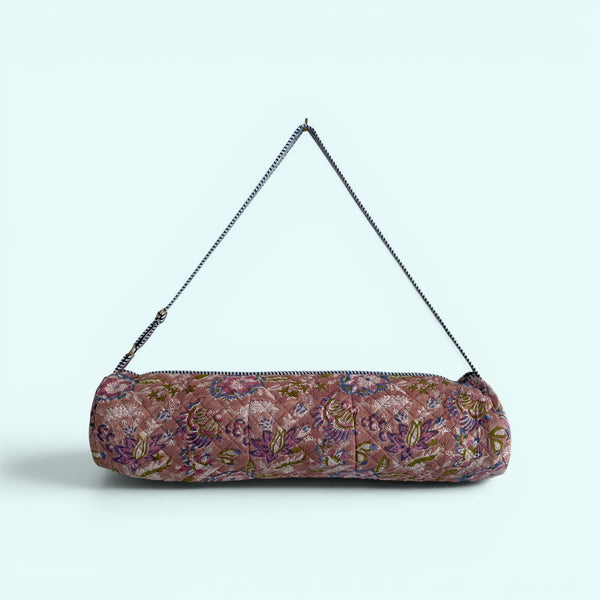 Yoga Mat Bag | Brown, Blue and Lilac Floral Print